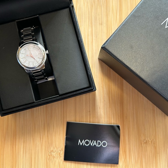 Movado Diamond Watch With 34mm White Face & Silver Bracelet main image 4